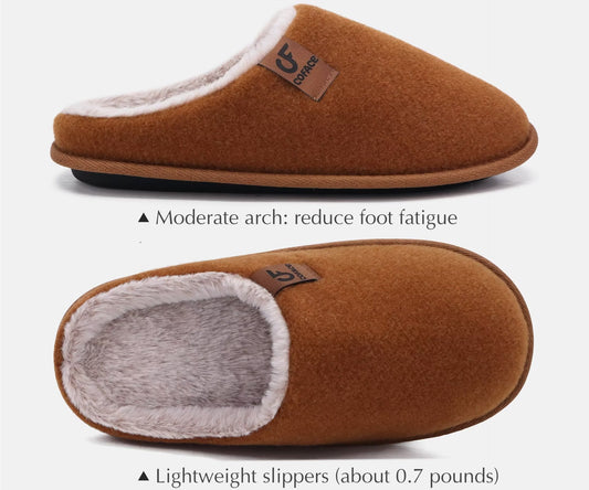 COFACE Womens Cozy Memory Foam Scuff Slippers Ladies Fuzzy Warm Slip On House Shoes With Arch Support, Indoor Outdoor Rubber Sole