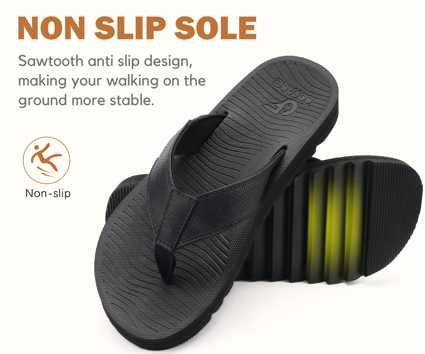 COFACE Flip Flops for Men with Arch Support Mens Sport Beach Thong-Sandals Outdoor 2025 Summer Leather Sandal for Man