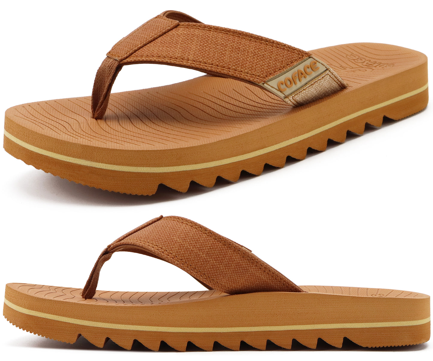 COFACE Flip Flops for Men with Arch Support Mens Sport Beach Thong-Sandals Outdoor 2025 Summer Leather Sandal for Man