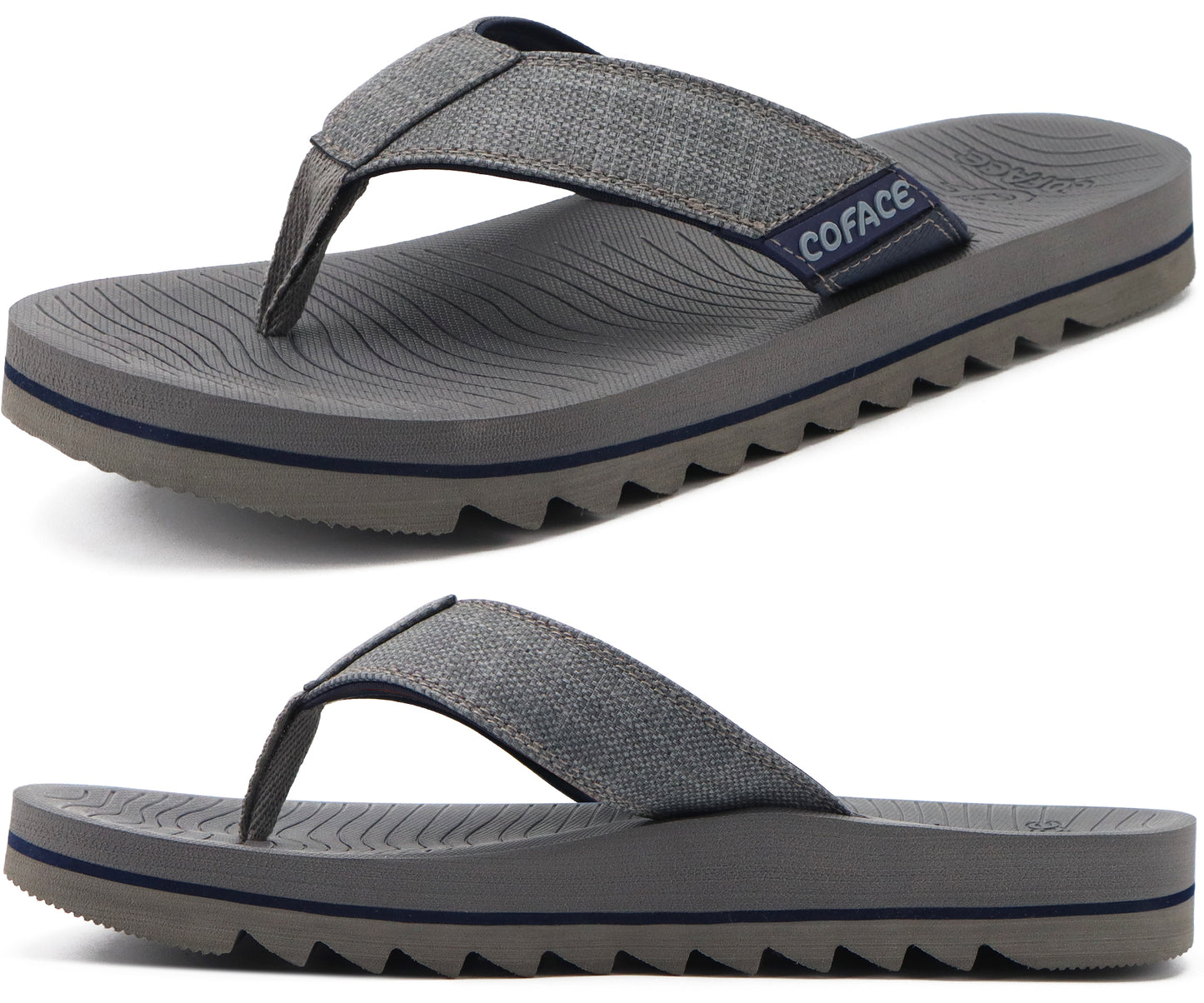 COFACE Flip Flops for Men with Arch Support Mens Sport Beach Thong-Sandals Outdoor 2025 Summer Leather Sandal for Man