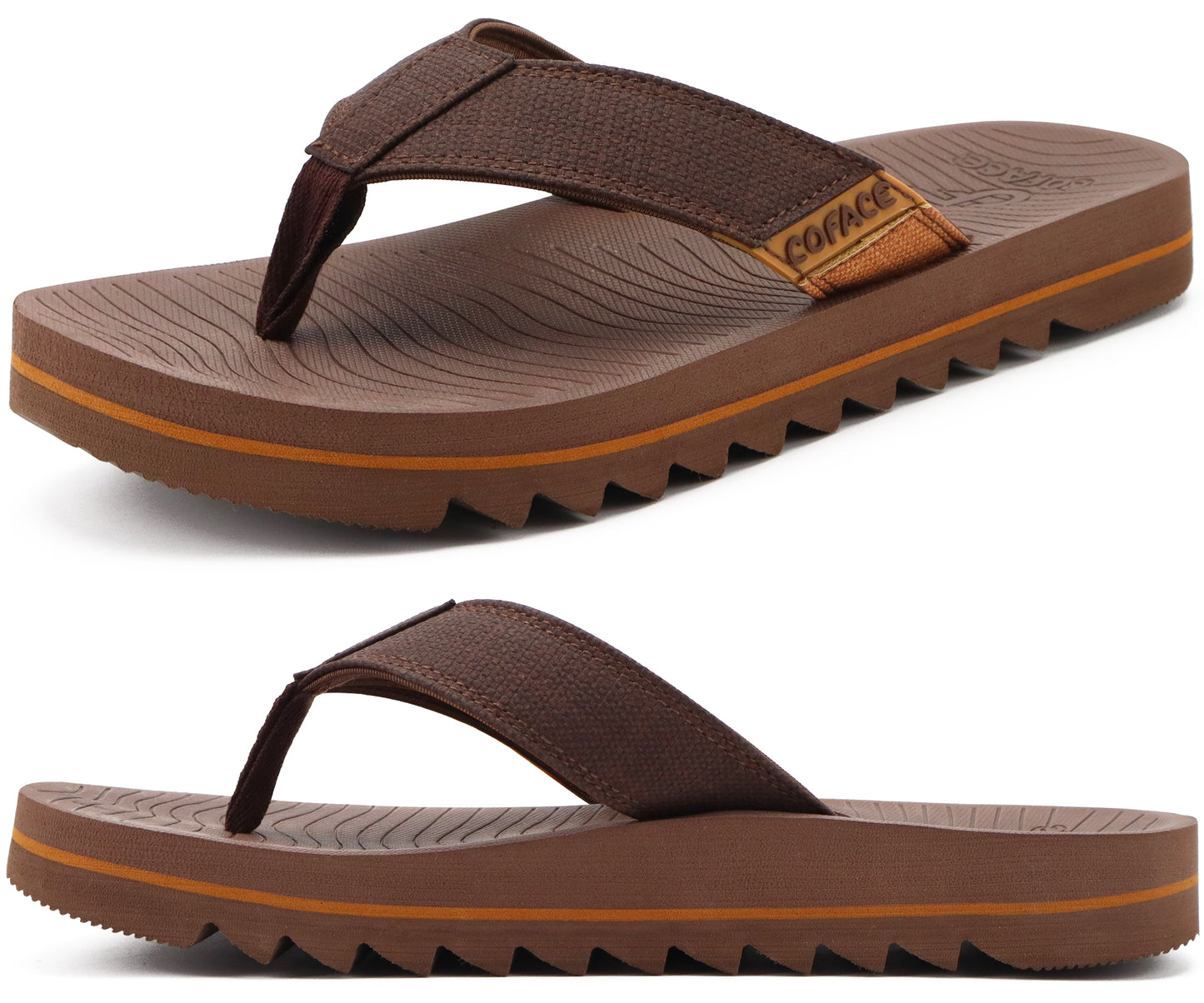 COFACE Flip Flops for Men with Arch Support Mens Sport Beach Thong-Sandals Outdoor 2025 Summer Leather Sandal for Man