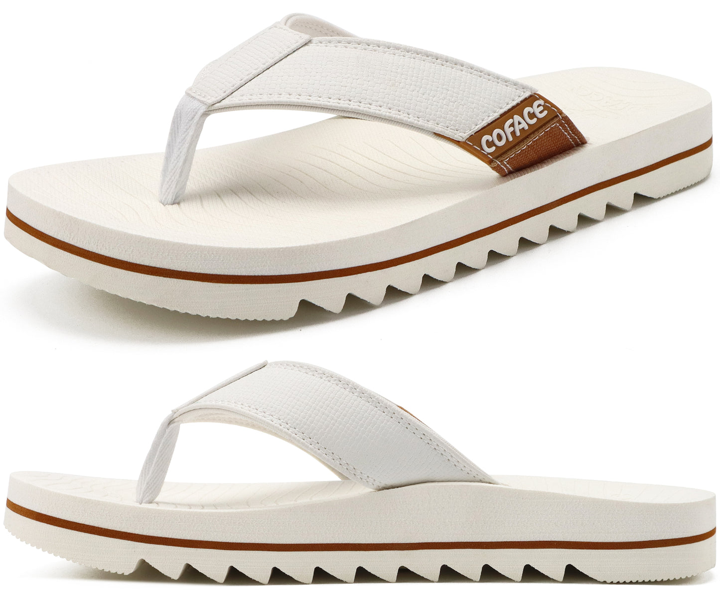 COFACE Flip Flops for Men with Arch Support Mens Sport Beach Thong-Sandals Outdoor 2025 Summer Leather Sandal for Man