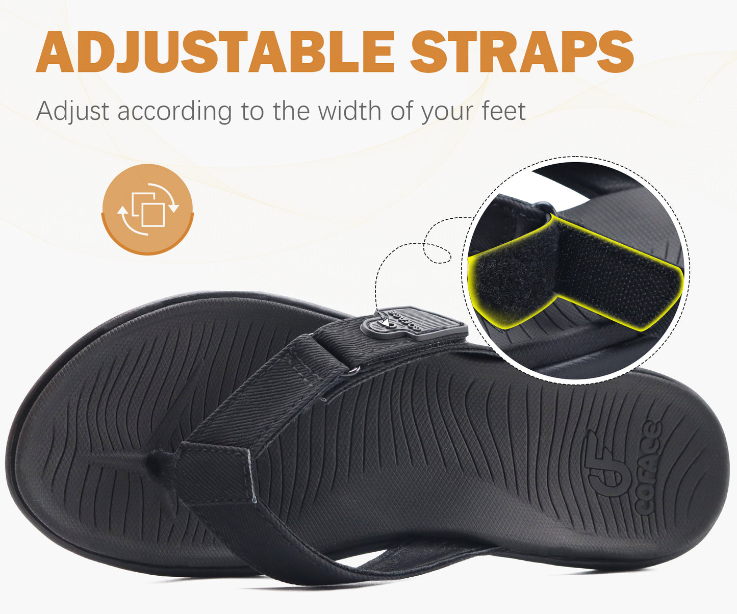 COFACE Flip Flops for Women with Arch Support Beach Thong Sandals for Woman Adjustable Fashion Orthopedic Sandal Outdoor