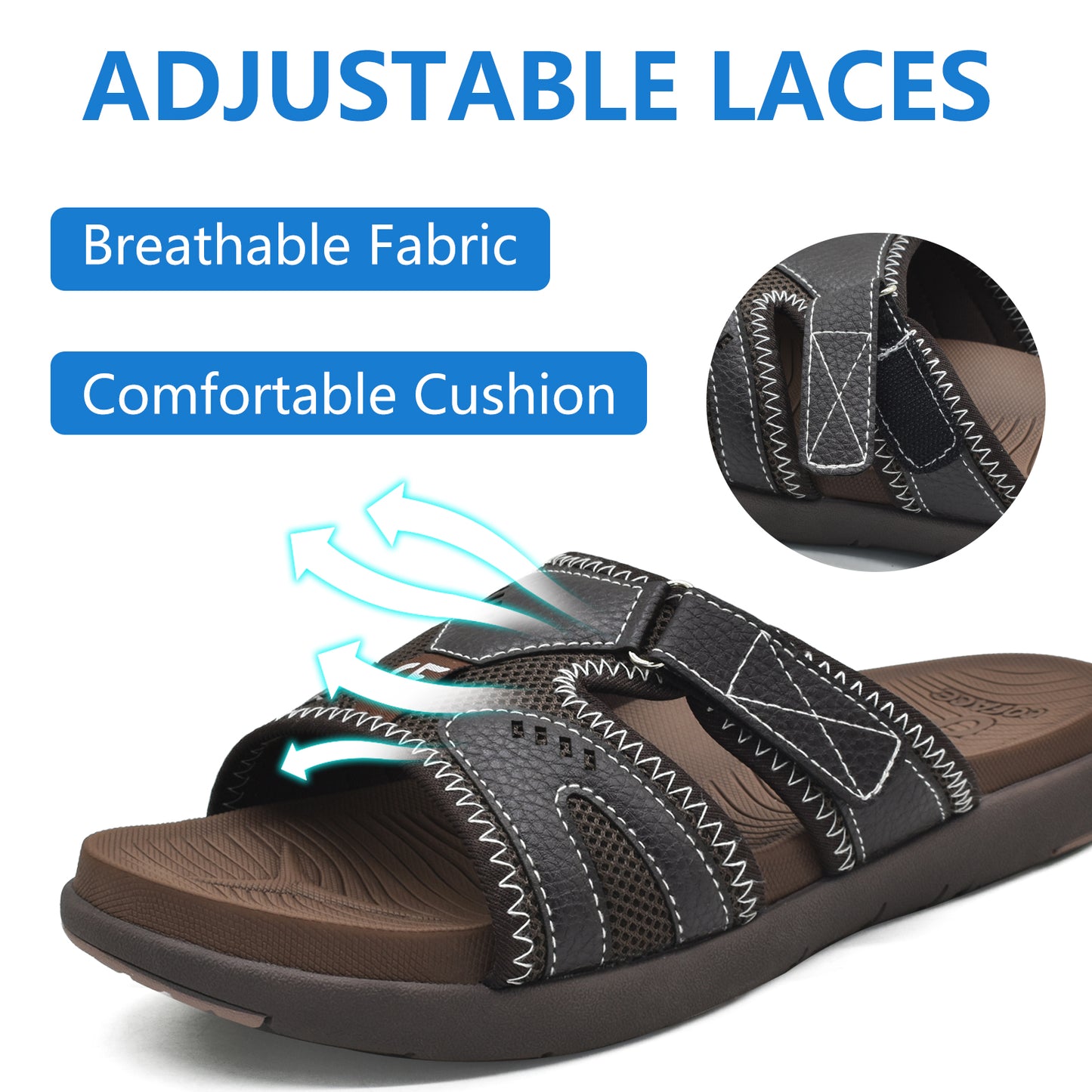 COFACE Mens Sport Recovery Sandals Plantar Fasciitis Soft Cushion Lightweight Orthotic Slides for Men