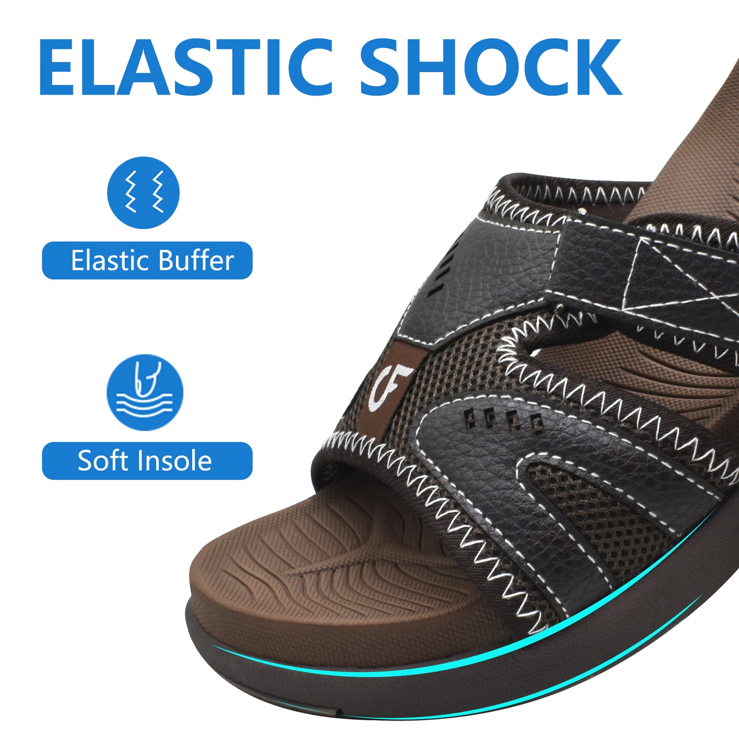 COFACE Mens Sport Recovery Sandals Plantar Fasciitis Soft Cushion Lightweight Orthotic Slides for Men