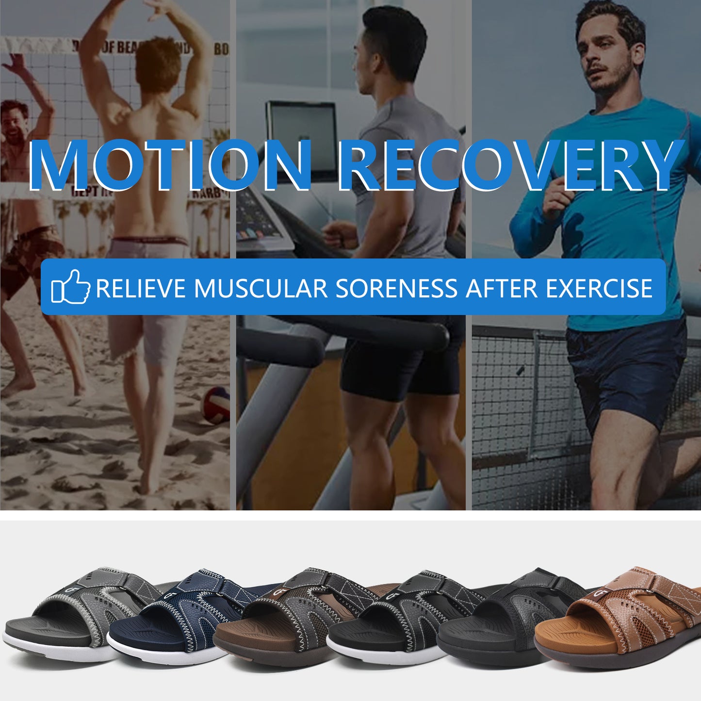 COFACE Mens Sport Recovery Sandals Plantar Fasciitis Soft Cushion Lightweight Orthotic Slides for Men