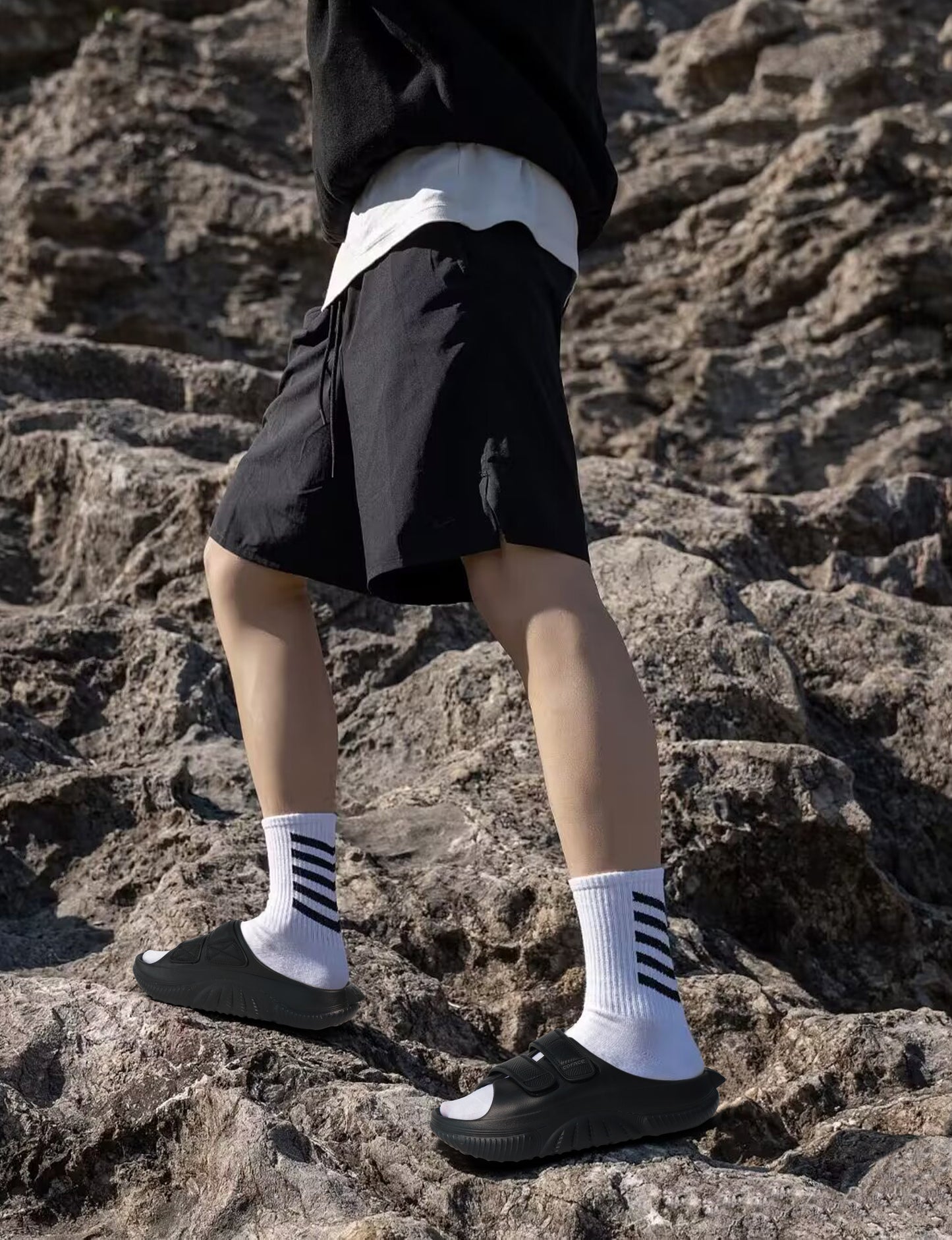 COFACE Mens Recovery Sandals Orthopedic Walking Slides for Men Adjustable Thick Cushioned Orthotic Man Plantar Fasciitis Comfort Casual Outdoor Size 7-15