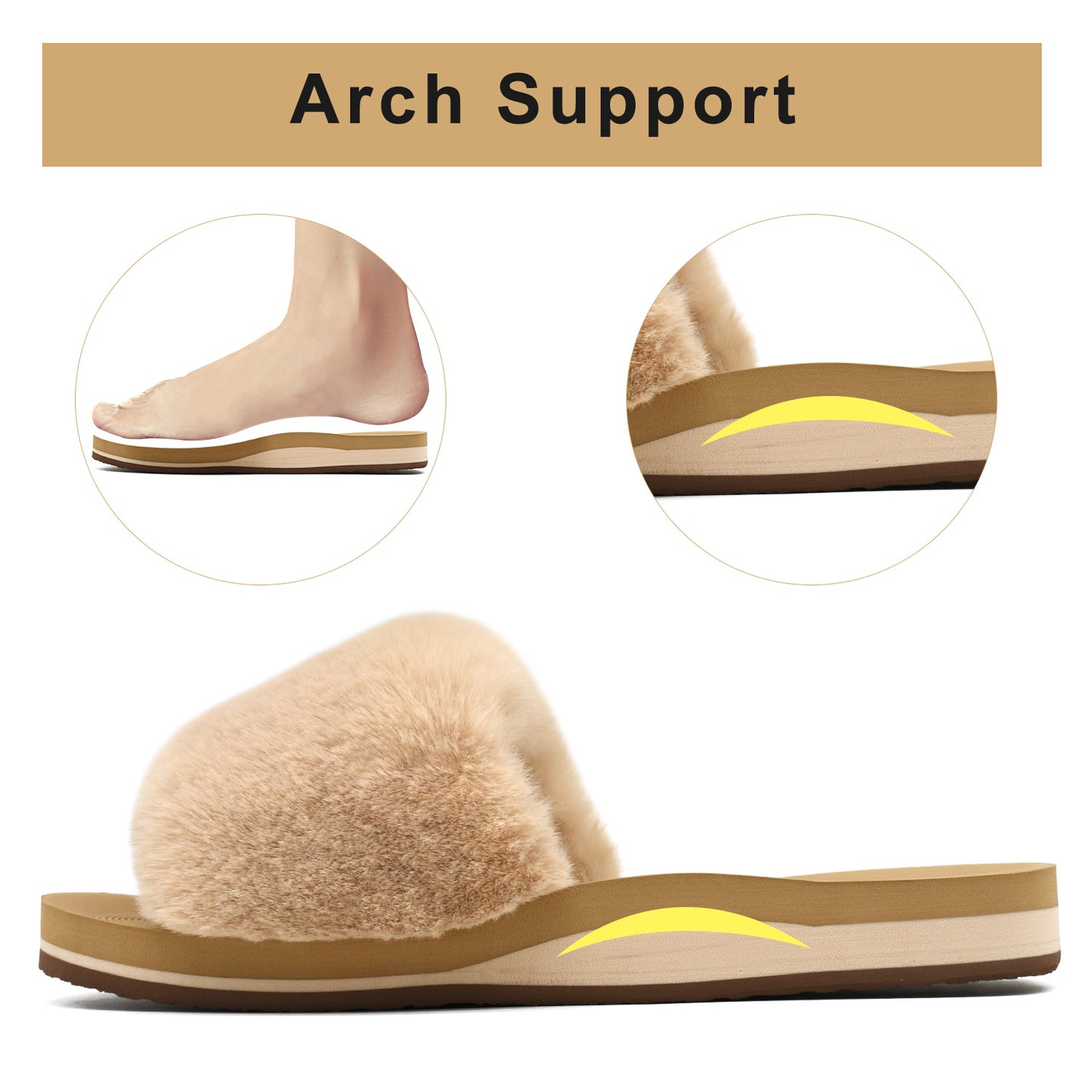 COFACE Womens Slippers with Arch Support 2025 Open Toe Fuzzy Woman House Shoes Plantar Fasciitis Orthotic Slippers-for-Women Indoor Size 5-11