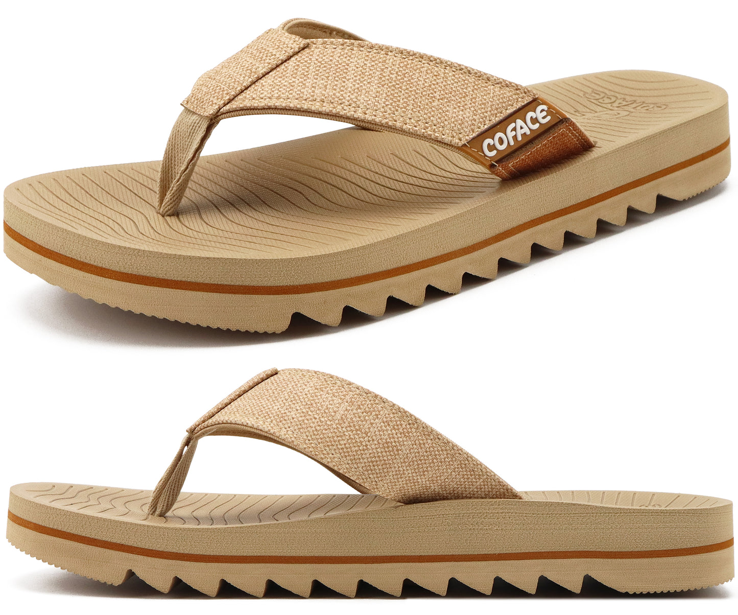 COFACE Flip Flops for Men with Arch Support Mens Sport Beach Thong-Sandals Outdoor 2025 Summer Leather Sandal for Man