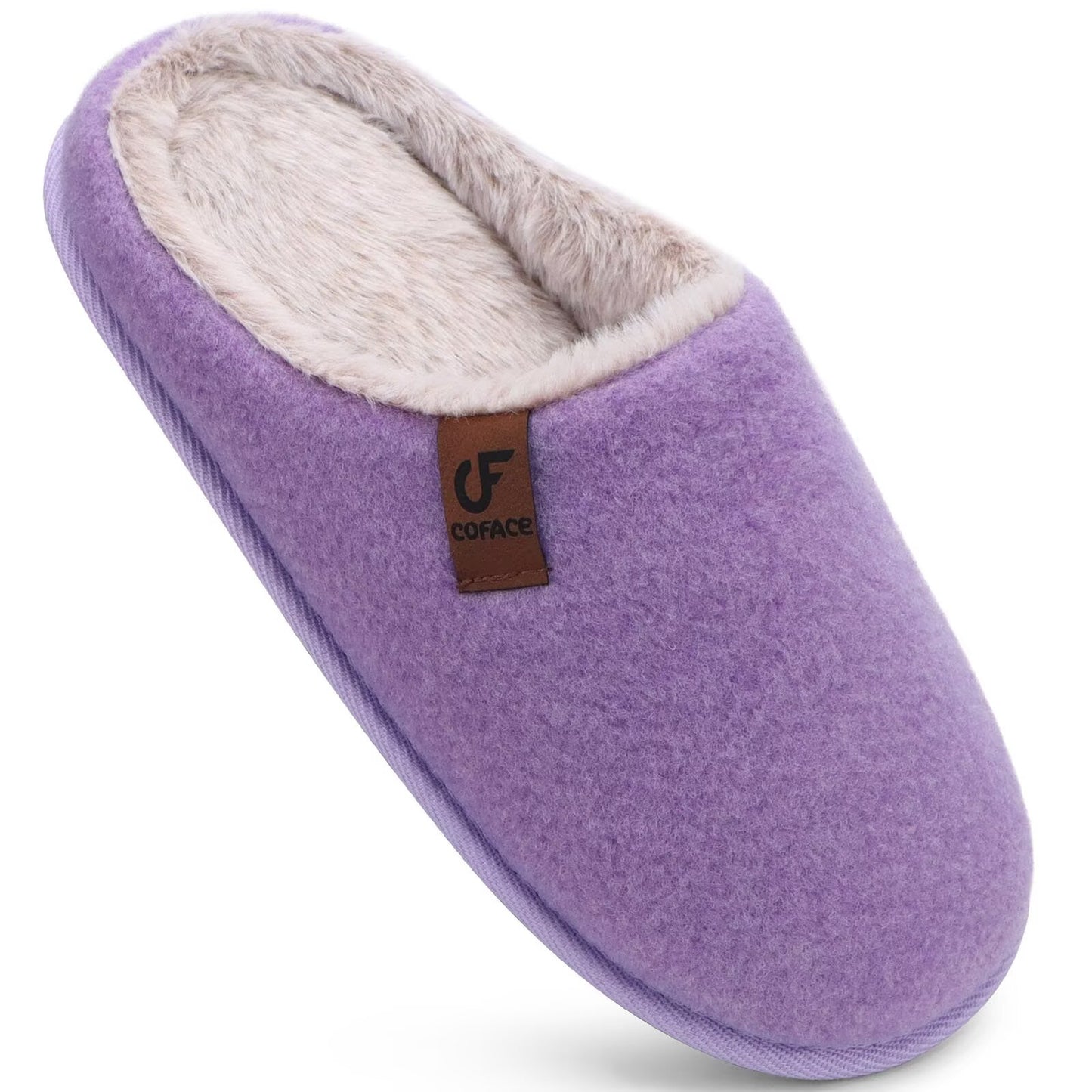 COFACE Womens Cozy Memory Foam Scuff Slippers Ladies Fuzzy Warm Slip On House Shoes With Arch Support, Indoor Outdoor Rubber Sole