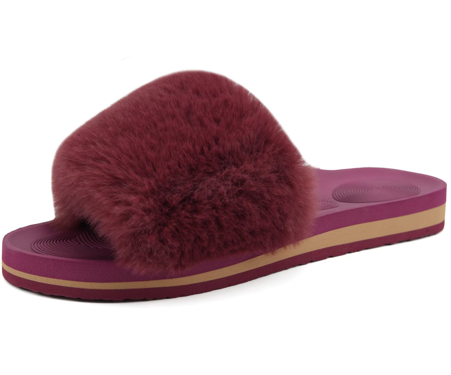 COFACE Fuzzy Womens Slippers with Arch Support Open Toe Orthopedic Fur Slipper Indoor Outdoor