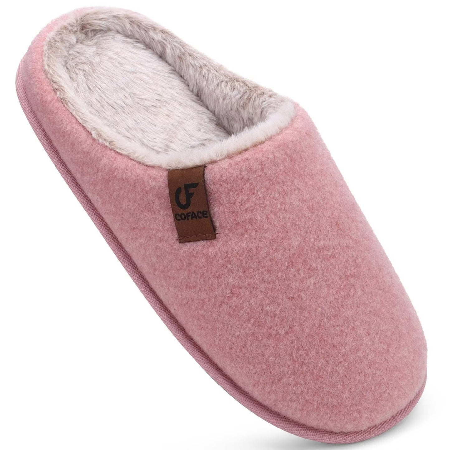 COFACE Womens Cozy Memory Foam Scuff Slippers Ladies Fuzzy Warm Slip On House Shoes With Arch Support, Indoor Outdoor Rubber Sole