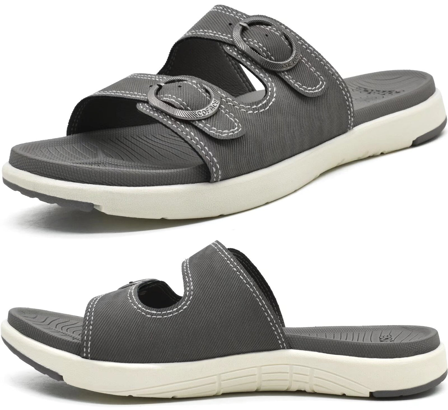 COFACE Womens Orthotic Slides Comfort Plantar Fasciitis Arch Support Slip on Flat Sandals Ladies Soft Cushion Fashion Yoga Mat Slippers With Adjustable Straps