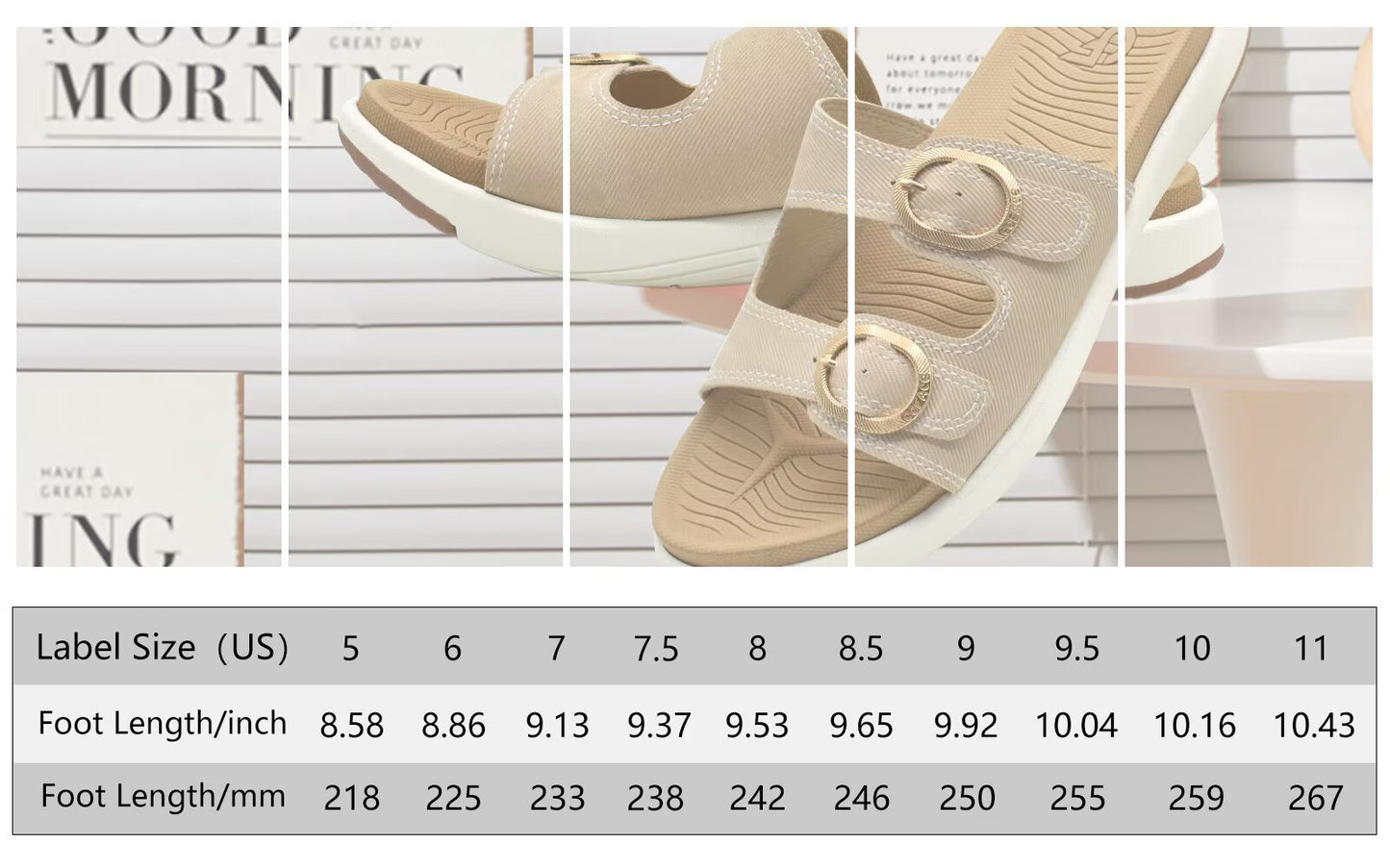 COFACE Womens Orthotic Slides Comfort Plantar Fasciitis Arch Support Slip on Flat Sandals Ladies Soft Cushion Fashion Yoga Mat Slippers With Adjustable Straps