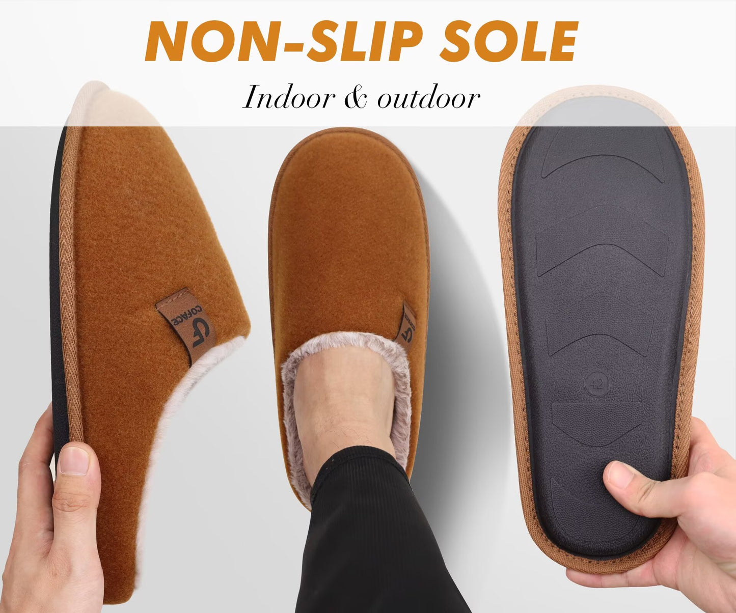 COFACE Womens Cozy Memory Foam Scuff Slippers Ladies Fuzzy Warm Slip On House Shoes With Arch Support, Indoor Outdoor Rubber Sole