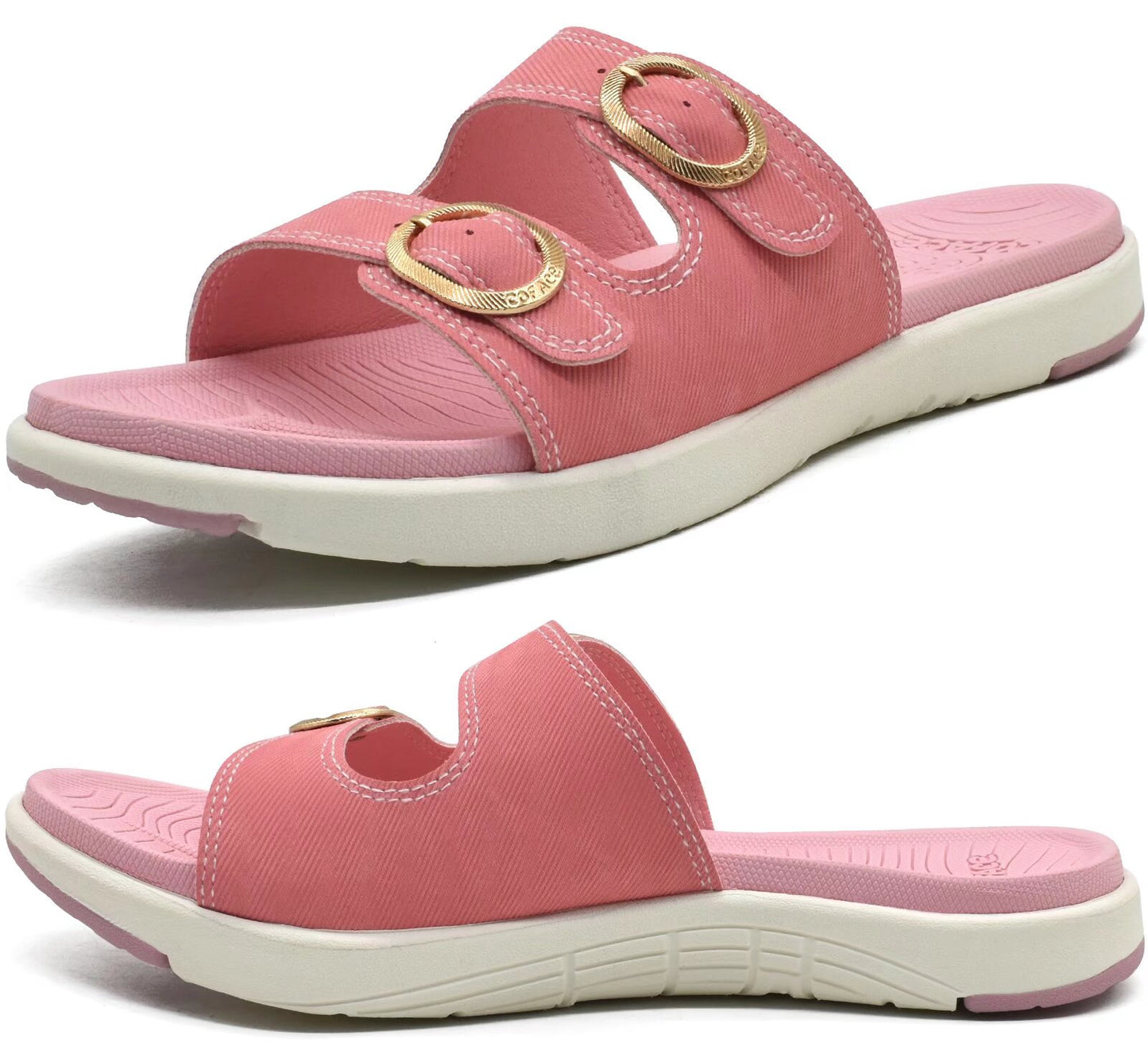 COFACE Womens Orthotic Slides Comfort Plantar Fasciitis Arch Support Slip on Flat Sandals Ladies Soft Cushion Fashion Yoga Mat Slippers With Adjustable Straps