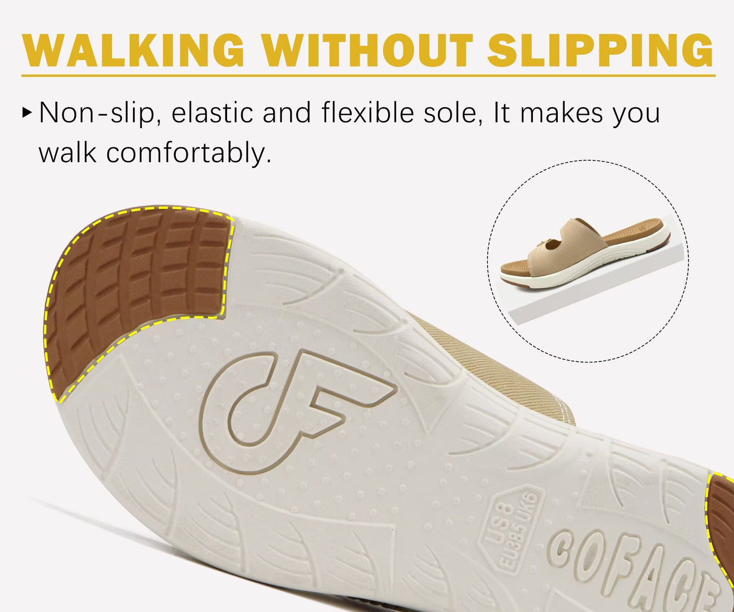 COFACE Womens Orthotic Slides Comfort Plantar Fasciitis Arch Support Slip on Flat Sandals Ladies Soft Cushion Fashion Yoga Mat Slippers With Adjustable Straps