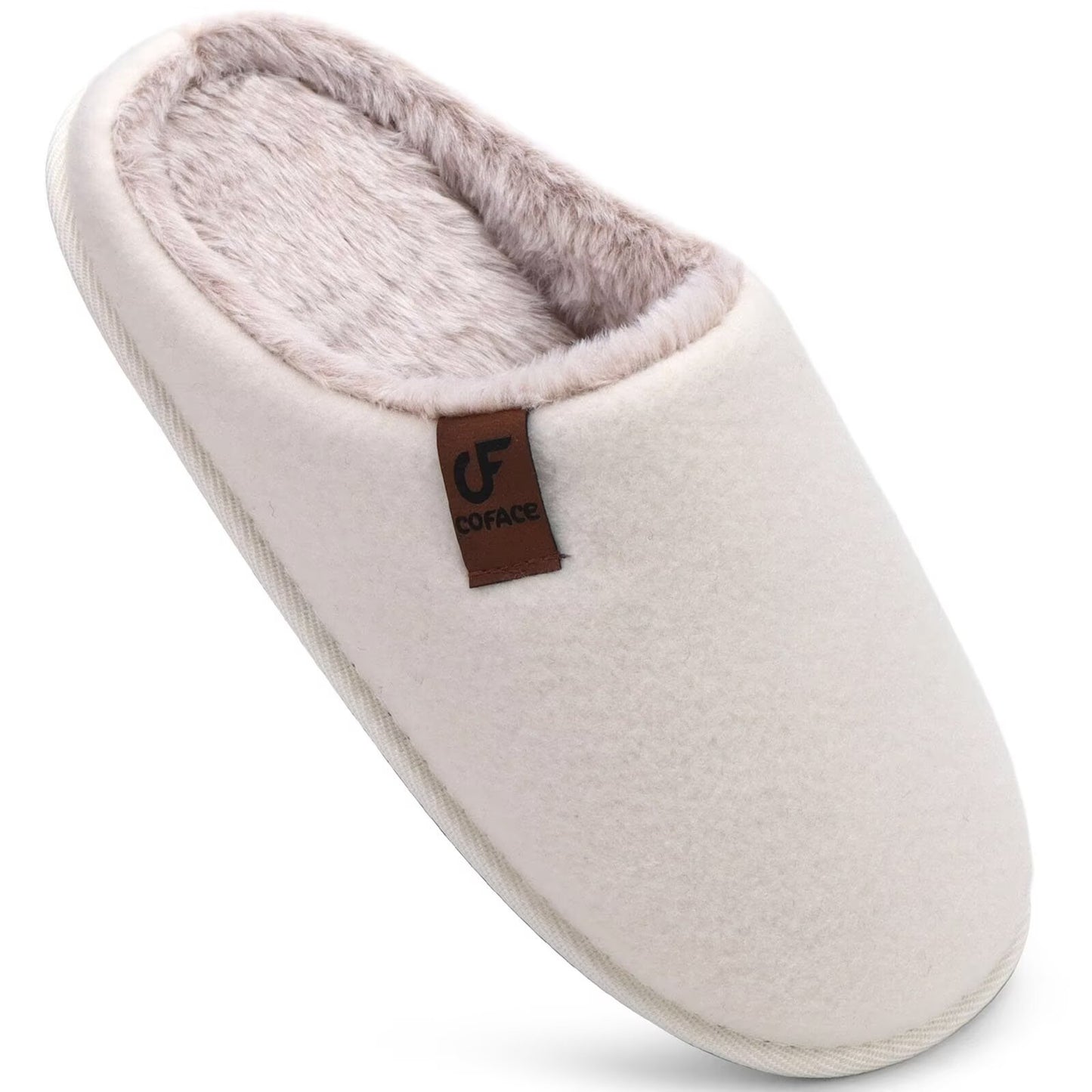 COFACE Womens Cozy Memory Foam Scuff Slippers Ladies Fuzzy Warm Slip On House Shoes With Arch Support, Indoor Outdoor Rubber Sole